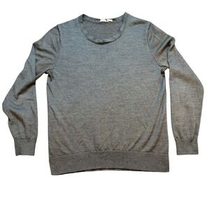 Gap Womens Extra Fine Merino Wool Crewneck Sweater Grey Green XL Long Sleeve
